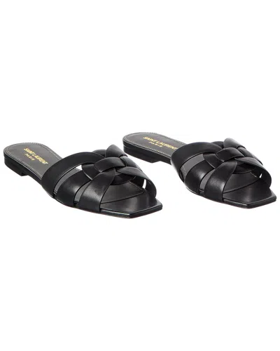 Saint Laurent Tribute Leather Sandal (authentic Pre-loved) In Black
