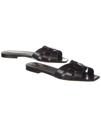 Saint Laurent Tribute Leather Sandal In Black
