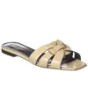 Saint Laurent Tribute Woven Flat Slide Sandals In White