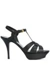 Saint Laurent Tribute Black Sandals With Platform In Patent Leather Woman In Black