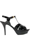 Saint Laurent High Heel Strappy Platform Pumps In Black
