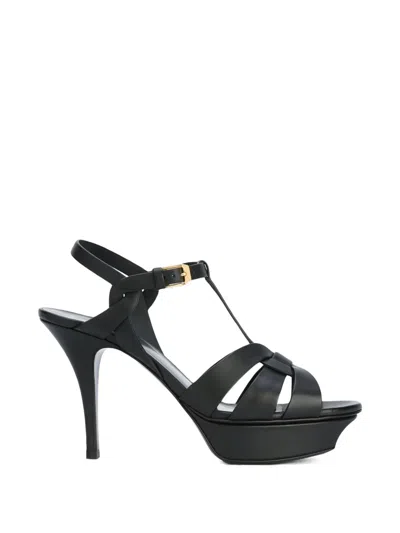 Saint Laurent Tribute Leather Sandals In Black
