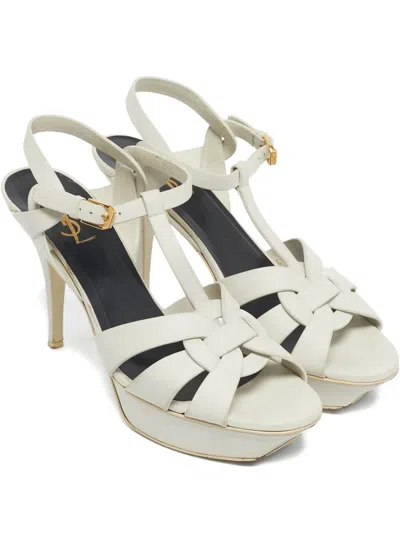 Pre-owned Saint Laurent Tribute Leather Sandals In Neutral