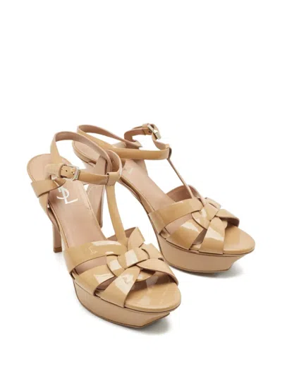 Pre-owned Saint Laurent Tribute Leather Sandals In Neutral