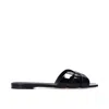 Saint Laurent Women Tribute Leather Flat Sandals In Black