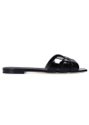 Saint Laurent Women Tribute Leather Flat Sandals In Black