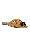 Saint Laurent Tribute Woven Leather Flat Sandals In Brown