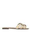 Saint Laurent Tribute Woven Flat Slide Sandals In Nude