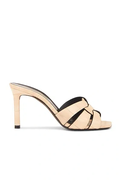 Saint Laurent Tribute Mule Sandal In Brave Ivory