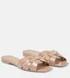 Saint Laurent Nu Pieds Woven Patent-leather Slides
