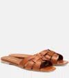 Saint Laurent Woven Leather Sandal Slide In Brown