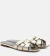 Saint Laurent Tribute Nu Pieds Metallic-leather Slides In Gold
