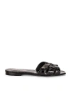 Saint Laurent Tribute Nu Pieds Embossed Croc Flat Sandals In Noir