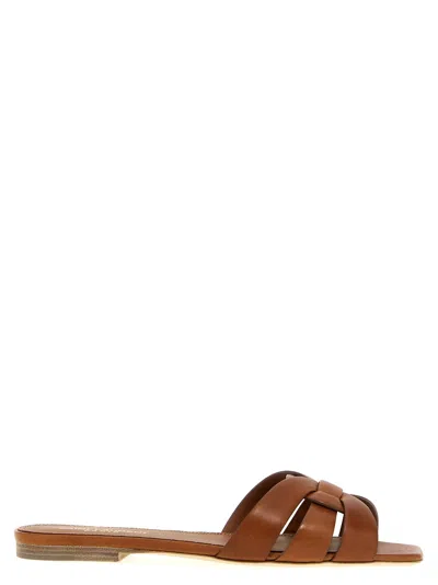 Saint Laurent Tribute Nu Pieds Mules In Brown