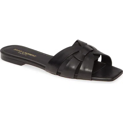 Saint Laurent Tribute Nu Pieds Slide Sandal In Black