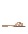 Saint Laurent Tribute 05 Beige Sandals With Criss-crossed Straps In Patent Leather Woman In Neutral