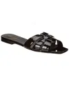 Saint Laurent Tribute Nu Pieds Patent Leather Flat Sandals In Black