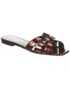 Saint Laurent Tribute Tortoise Shell Flat Slide Sandals In Burgundy