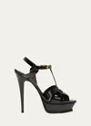 Saint Laurent Tribute Black Sandals With Platform In Patent Leather Woman In Black