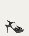 Saint Laurent Tribute Black Sandals With Platform In Patent Leather Woman In Black