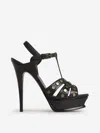 Saint Laurent Black Tribute Sandals With Studs And Platform For Women In Black