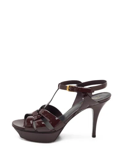 Pre-owned Saint Laurent Tribute Platform Sandals In 红色