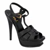 Saint Laurent Tribute 105 Leather Platform Sandal In Black