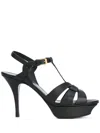 Saint Laurent High Heel Strappy Platform Pumps In Black
