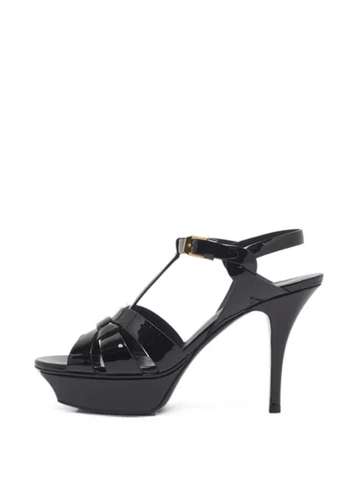 Pre-owned Saint Laurent Tribute Platform Sandals In Black