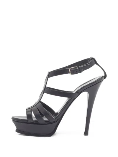 Pre-owned Saint Laurent Tribute Platform Sandals In Black