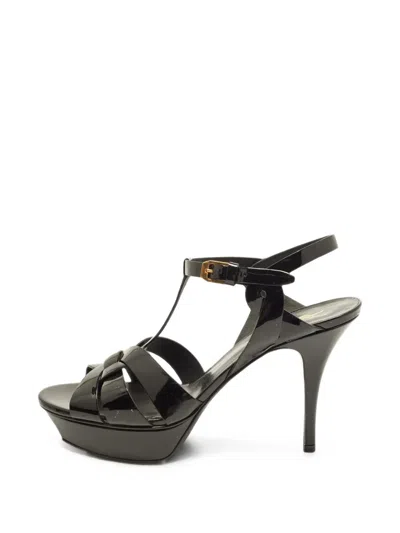 Pre-owned Saint Laurent Tribute Platform Sandals In Black