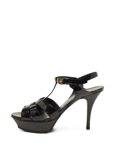 Pre-owned Saint Laurent Tribute Platform Sandals In Black
