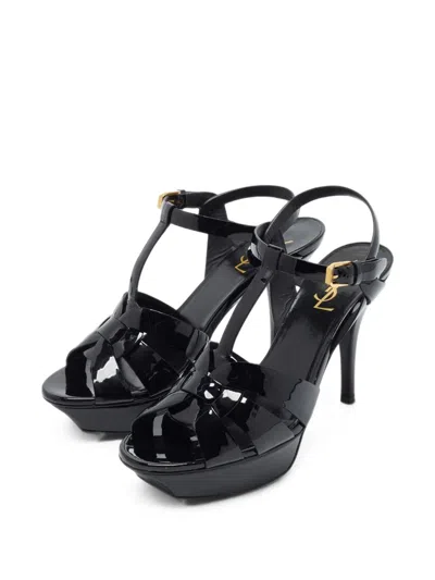 Pre-owned Saint Laurent Tribute Platform Sandals In Black