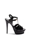 Saint Laurent Tribute Black Sandals With Platform In Patent Leather Woman In Black  