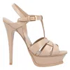 Saint Laurent Tribute Platform Sandals In Smooth Leather Beige In Neutral