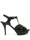 Saint Laurent Tribute Platform Sandals In Smooth Leather Shoes In Black