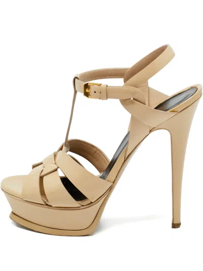 Pre-owned Saint Laurent Tribute Platform Sandals In Neutral