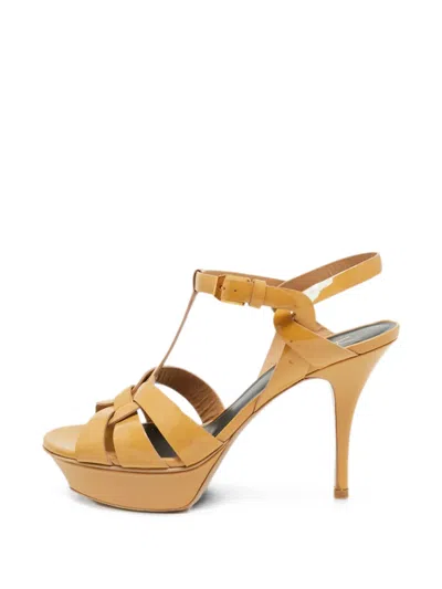 Pre-owned Saint Laurent Tribute Platform Sandals In Neutral