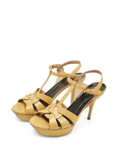 Pre-owned Saint Laurent Tribute Platform Sandals In Neutral