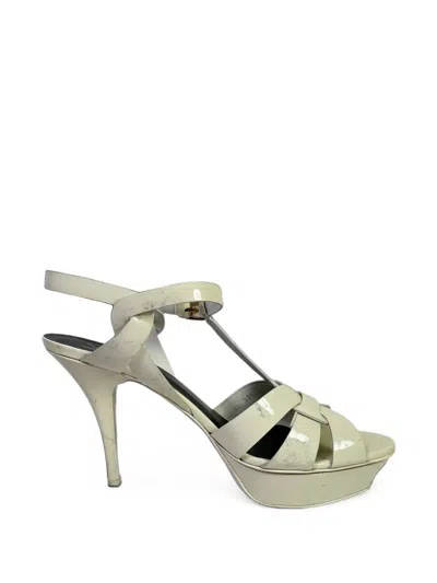 Pre-owned Saint Laurent Tribute Platform Sandals In Neutrals