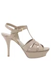 Saint Laurent Tribute Sandals In Beige