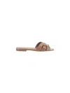 Saint Laurent Nu Pieds Woven Patent-leather Slides In Nude