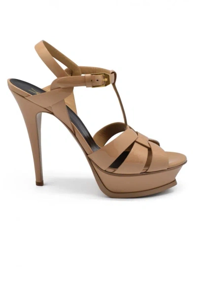 Saint Laurent Tribute Sandals In Brown