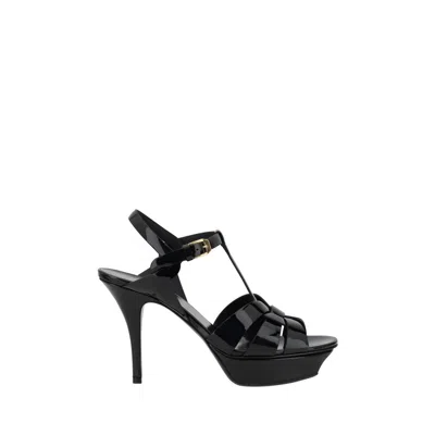 Saint Laurent Tribute Leather Sandals In Black