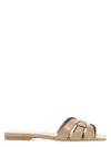 Saint Laurent Tribute 05 Beige Sandals With Criss-crossed Straps In Patent Leather Woman In Neutral