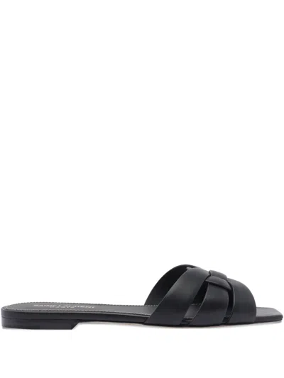 Saint Laurent Minimalist Leather Tribute Sandals For Women In Black