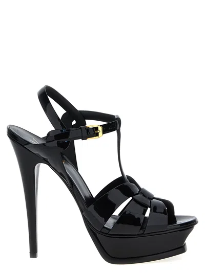 Saint Laurent Tribute Platform Sandals In Black