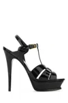 Saint Laurent Tribute Black Sandals With Platform In Patent Leather Woman In Nero