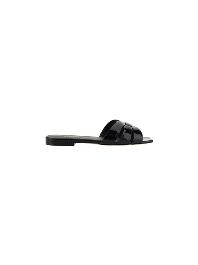 Saint Laurent Tribute Sandals In Nero