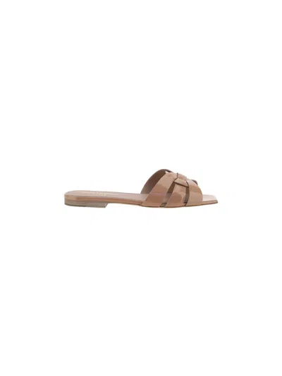 Saint Laurent Tribute Sandals In Neutral
